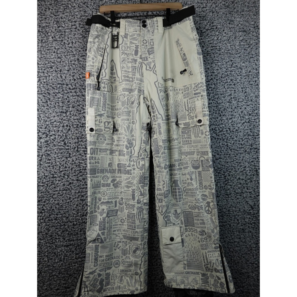 Grenade Fatigue Project Snowboard Pants Medium White All Over‎ Cargo Men's